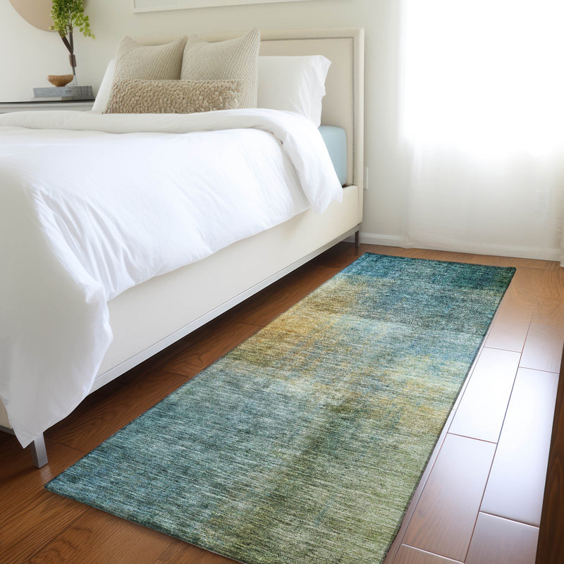 Machine Washable Indoor/Outdoor Chayden ACN1096 Blue Rug, Runner 2'3" x 7'6"