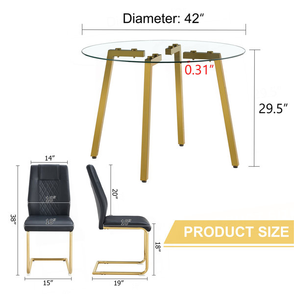 Ivy Bronx Table And Chair Set.A Modern Minimalist Style Round Clear ...