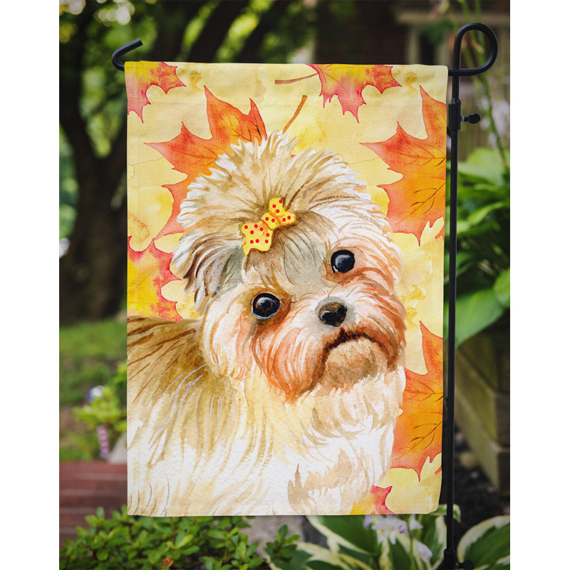 Automne 2 côtés en polyester 15 x 11 po drapeau de jardin, Morkie