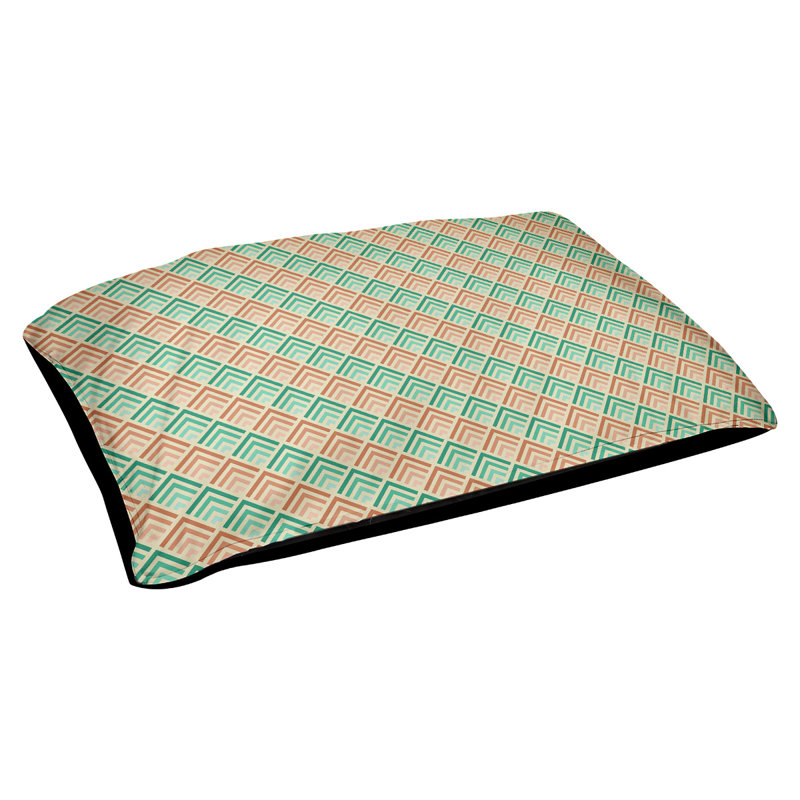 Coussin d'extérieur pour chien Campion, Grand (l 42,5 po x P 32,5 po x H 14 po), Vert / Orange clair