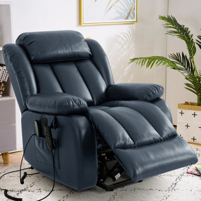 Breathable Leather Dual Motor Assist Power Lift Recliner Chair With Heating And Massage, Lay Flat Power Recliner For The Elderly