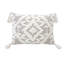 Coussin en coton et en damas avec fermeture à glissière et pompons-99366391-99366392-99366393