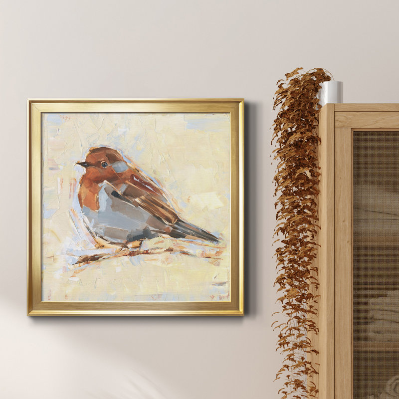 Oiseau variété I - reproduction de cadre photo sur toile, H 26,5 po x l 26,5 po x P 1,5 po, Cadre doré