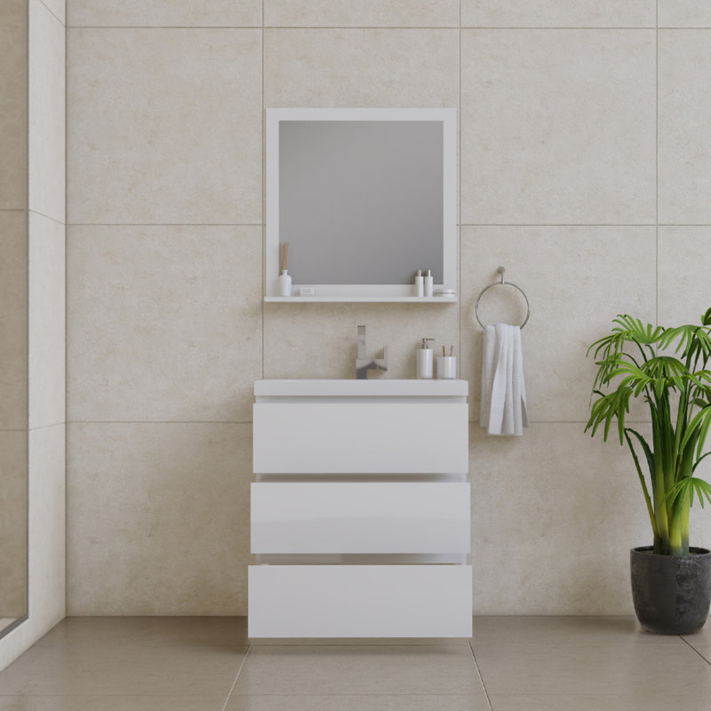 Ensemble de meuble-lavabo simple 30 po Arjina, Blanc