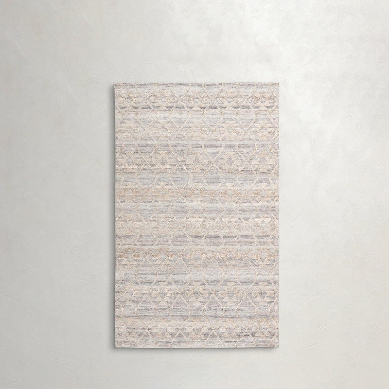 Raised Ikat Area Rug in Beige, Rectangle 10' x 14'