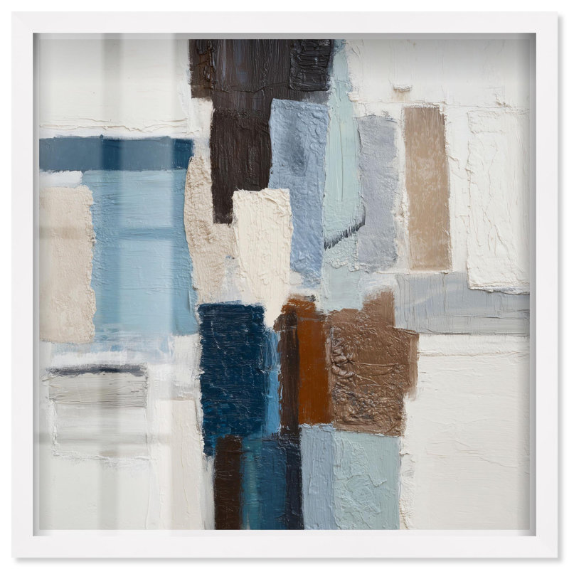 Cool Tones II Shadowbox Print Office Wall Decor by Art Remedy, White Frame, 12 x 12, White Frame, 13"H x 13"W
