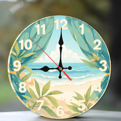Horloge murale plage avec vue sur l'océan