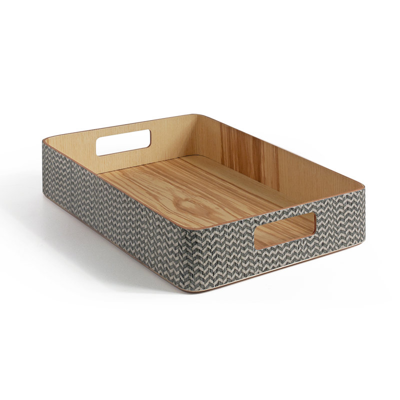 Wood Tray, Beige Gray