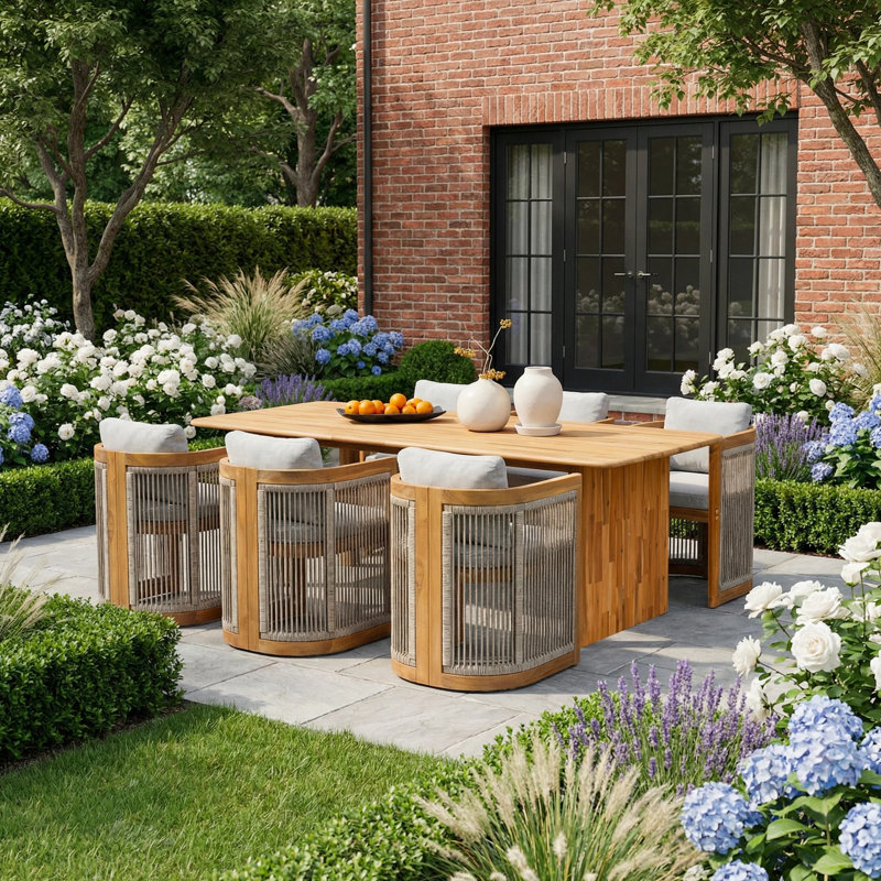 MIMO 7 -Piece Solid Wood Outdoor Dining Set