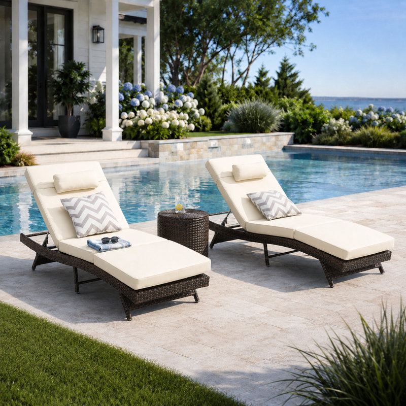 Boho Upholstered Rattan Lounge Chair (Set of 2), Deep Seating Wicker Accent Chair with Thick Cushions & Sturdy Frame, Khaki