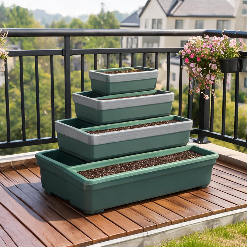 Lit pour jardin surélevé à cinq niveaux avec structure en acier et construction en polyéthylène pour balcon