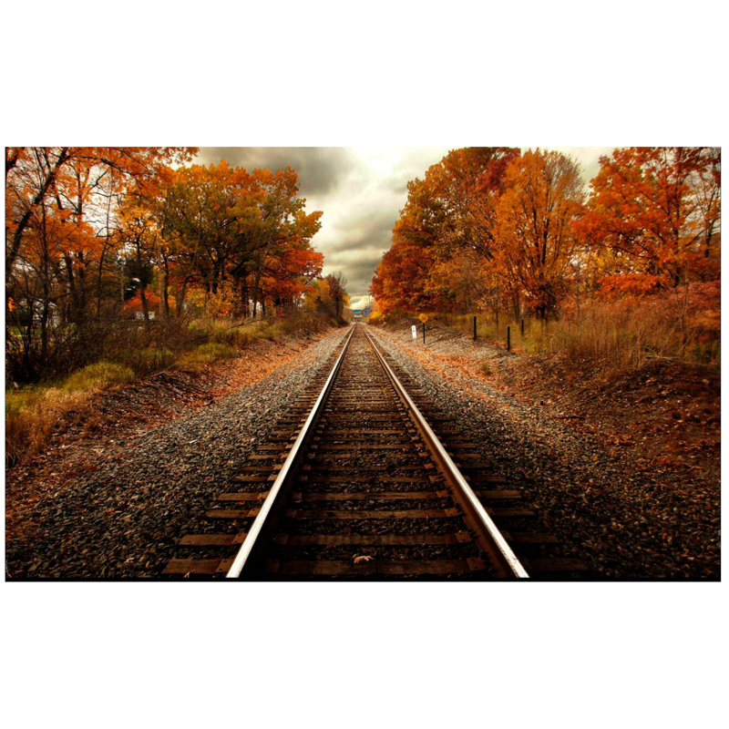 « automne rails », reproduction de photo sur verre