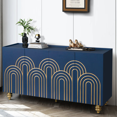 Armoire de rangement cannelée bleu marine moderne