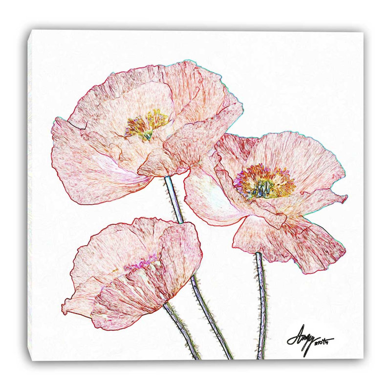 Art mural sur toile Blopp Poppies, L 40 po x H 40 po x P 1,5 po