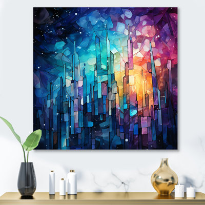 Midnight Cityscape Spectrum 1 - Cityscape Metal Wall Art