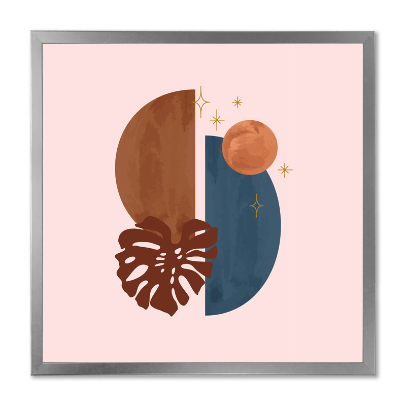 Abstrait organique avec feuille tropicale sur rose IV - Impression sur toile tropicale, H 30 po x l 30 po x P 1 po