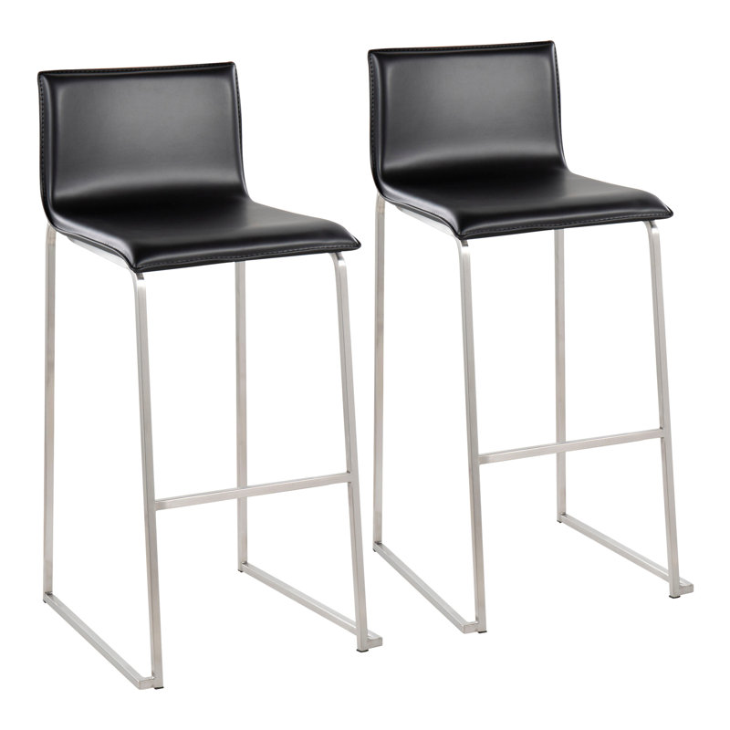 Tabouret de bar contemporain, Argent, Noir