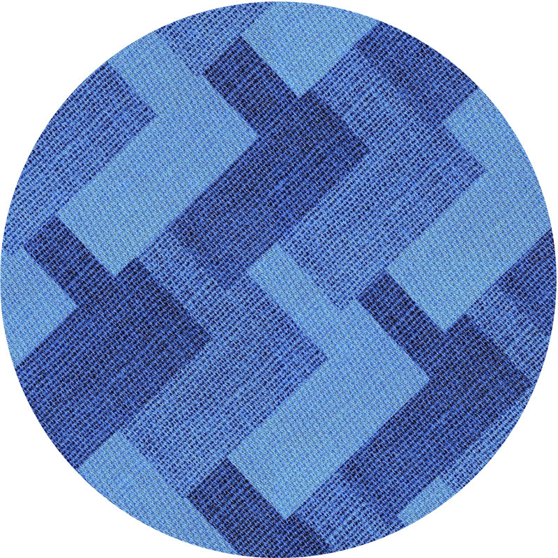 Tapis décoratif géométrique bleu, Rond 6 pi