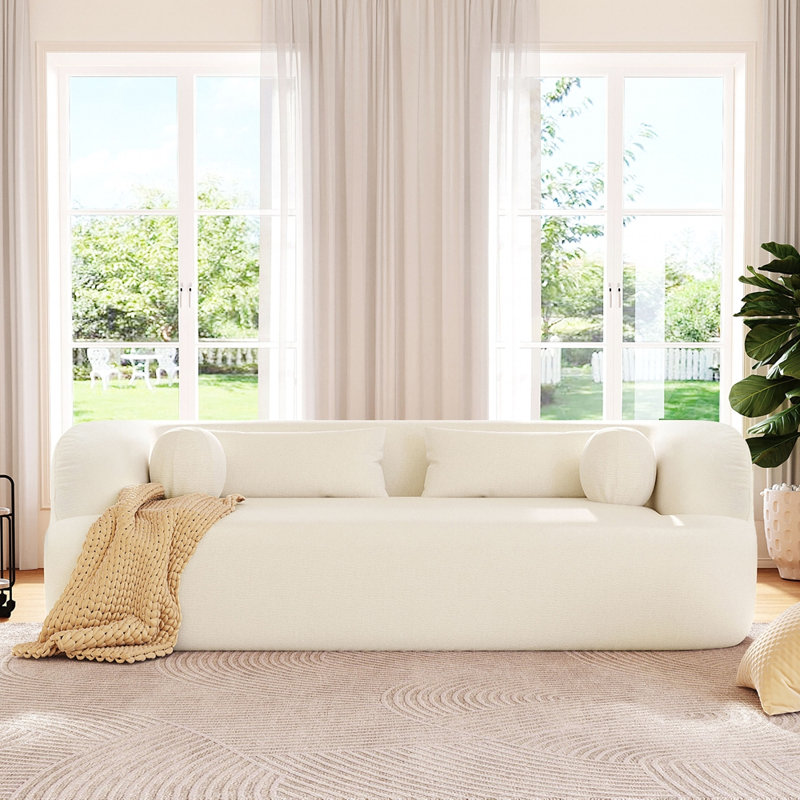 86" Chenille Boneless Couch, Beige