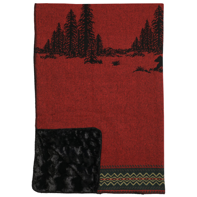 Plaid Wooded River Premier Wooded River Bear - 60 x 72, Couverture décorative rustique à motif ours pour canapé de chalet et lit d'appoint