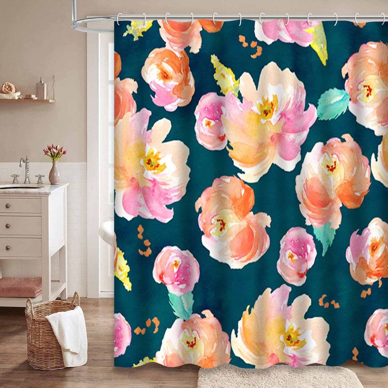 Rideau de douche avec 12 crochets, L 72 po x l 72 po