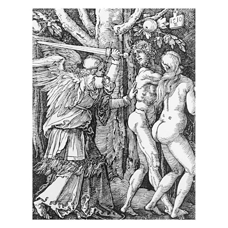 «The Expulsion from Paradise» par Albrecht Dürer - Estampe numérique, H 28 po x l 22 po
