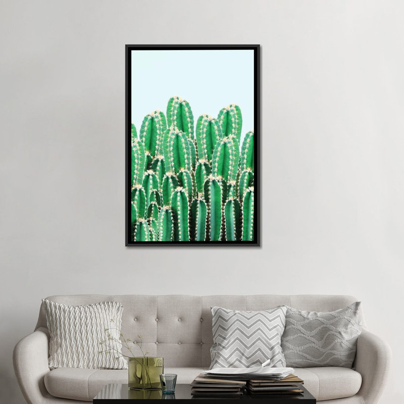 «Kaktos», impression sur toile, H 48 po x l 32 po x P 1,5 po, Toile avec cadre flottant noir, Pas de tapis