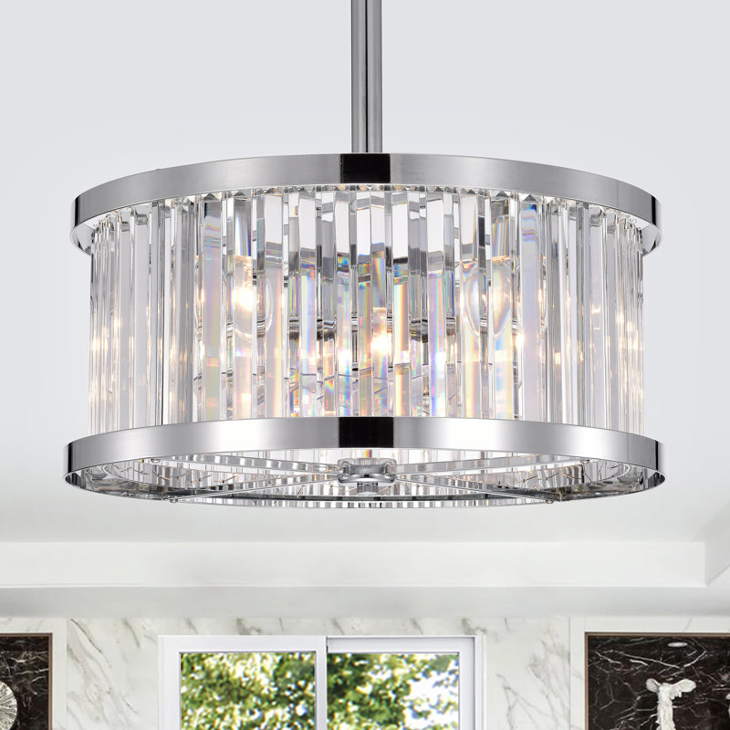Jodye Ceiling Fan with Light Kit, Chome