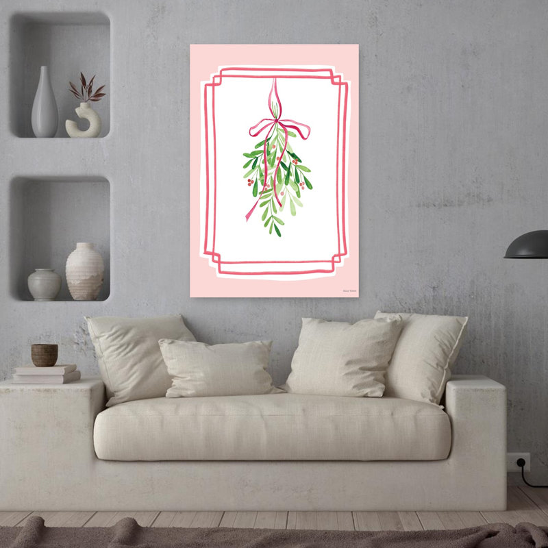 «Whimsy Mistletoe», art abstrait fantaisiste romantique, H 36 po x l 24 po