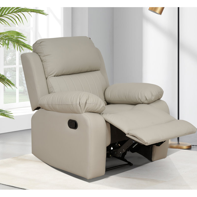 Fauteuil inclinable manuel standard en similicuir de 35,5 po de largeur, Crème, crème
