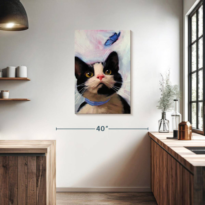 Chat et papillon Brampt, H 36 po x l 24 po