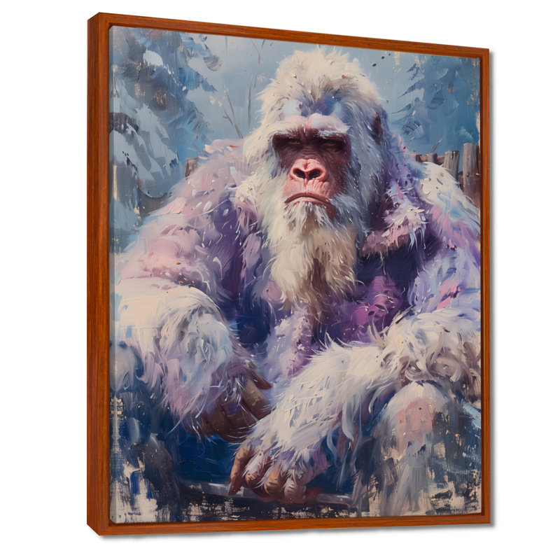 Rose, gris, été, Sasquatch Sanctuary II - Bigfoot, art mural, salon, Toile avec cadre flottant brun