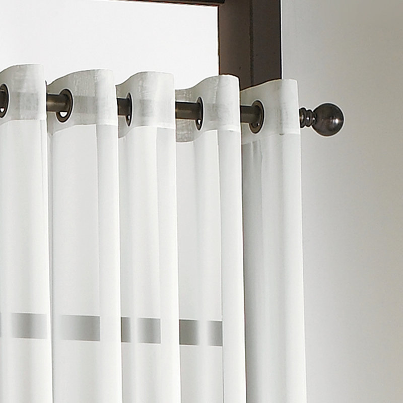Curtainworks Mannino Solid Sheer Grommet Single Curtain Panel, Winter White, 59" W x 108" L