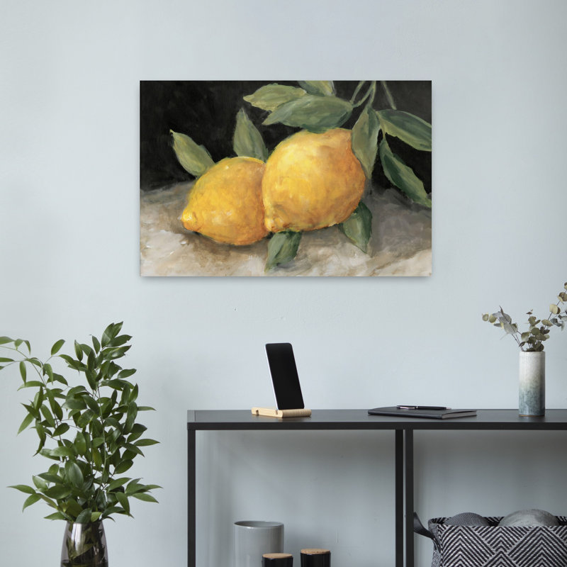 Zesty citrons II abstrait, art mural contemporain, H 16 po x l 24 po