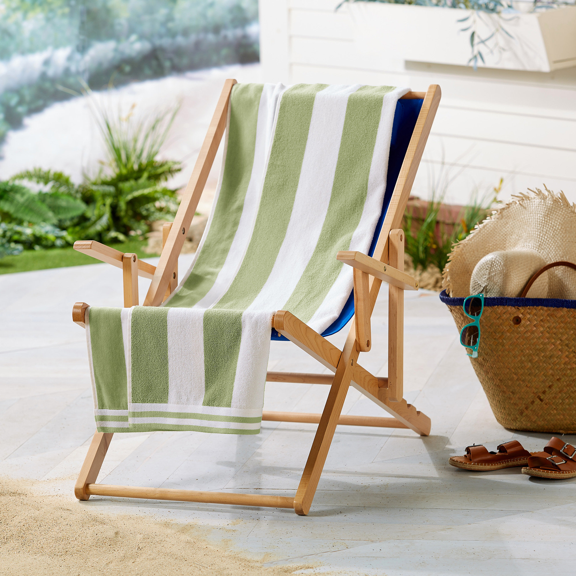 Naturita Great Bay Home 4 Piece 100% Cotton Beach Towel Set, Multi - Linen, Blue, Eucalyptus, Rose  
