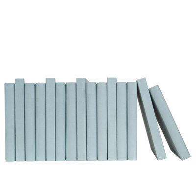 Decorative Books - Seafoam Oversized Linen Wrapped Books - Blue Books By The Foot