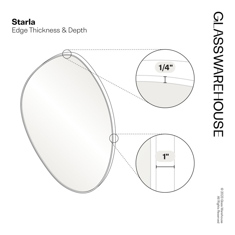 Wall Mounted Mirror, 28" x 36", White, Asymmetrical