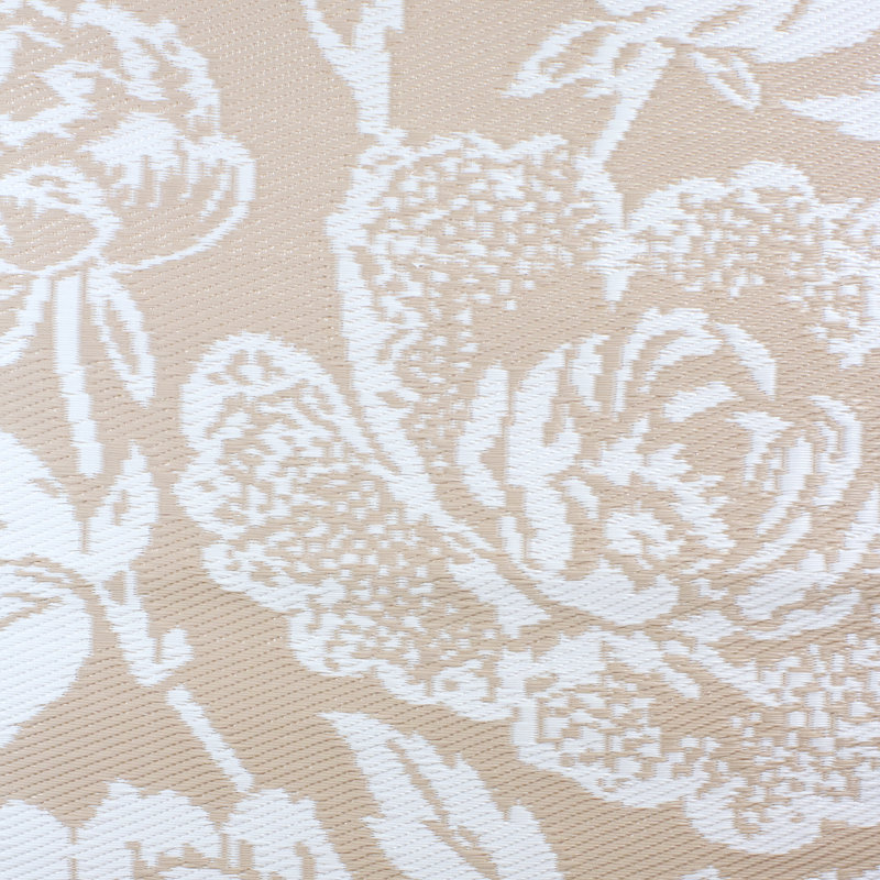 Tapis d'extérieur rectangulaire à motif floral beige et blanc 4 pi x 6 pi