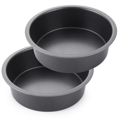 Round Cake Baking Pan, 8 Inch, Shallow Cookie Pans, Layer Cake Pans with Wider Grips, Nonstick Circle Pizza Tin, Huty Duty, Dishwasher Safe