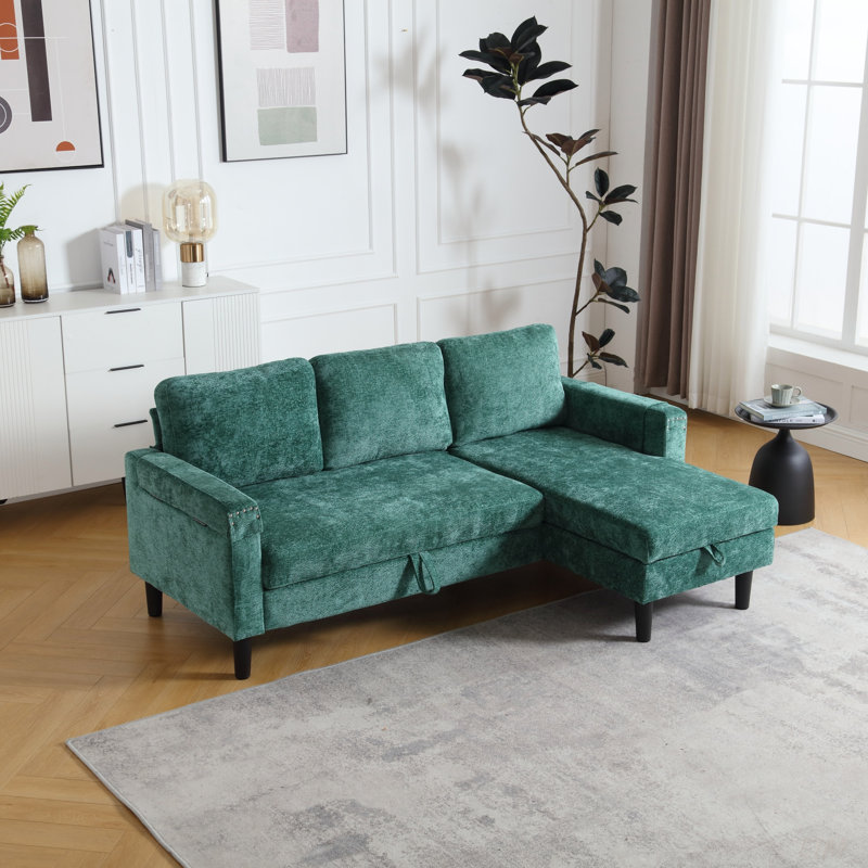 Canapé-lit modulaire réversible Munos, Chenille verte