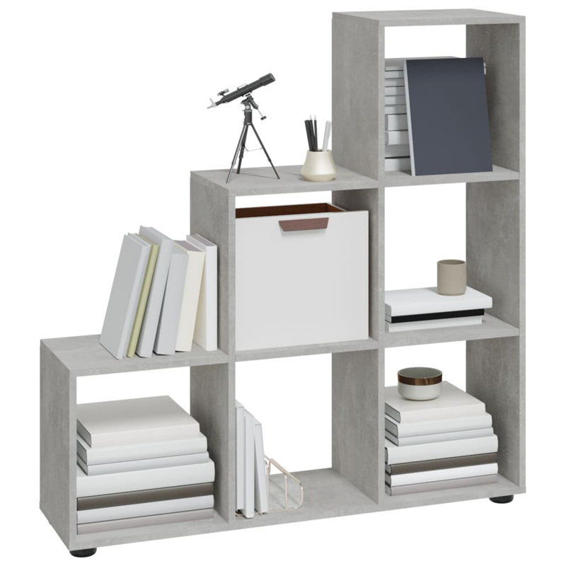 Tambellini Cube Bookcase, Concrete Grey, 104 x 29 x 107 cm