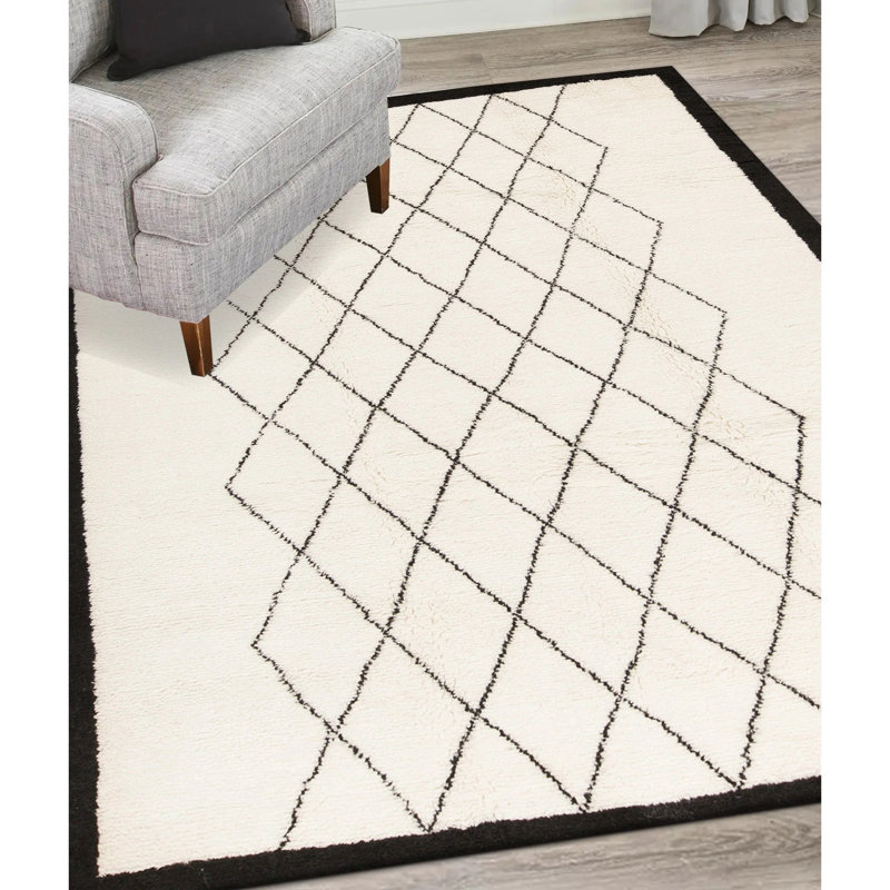 Moroccan Hand Knotted Wool Geometric Area Rug, Rectangle 12' x 15'