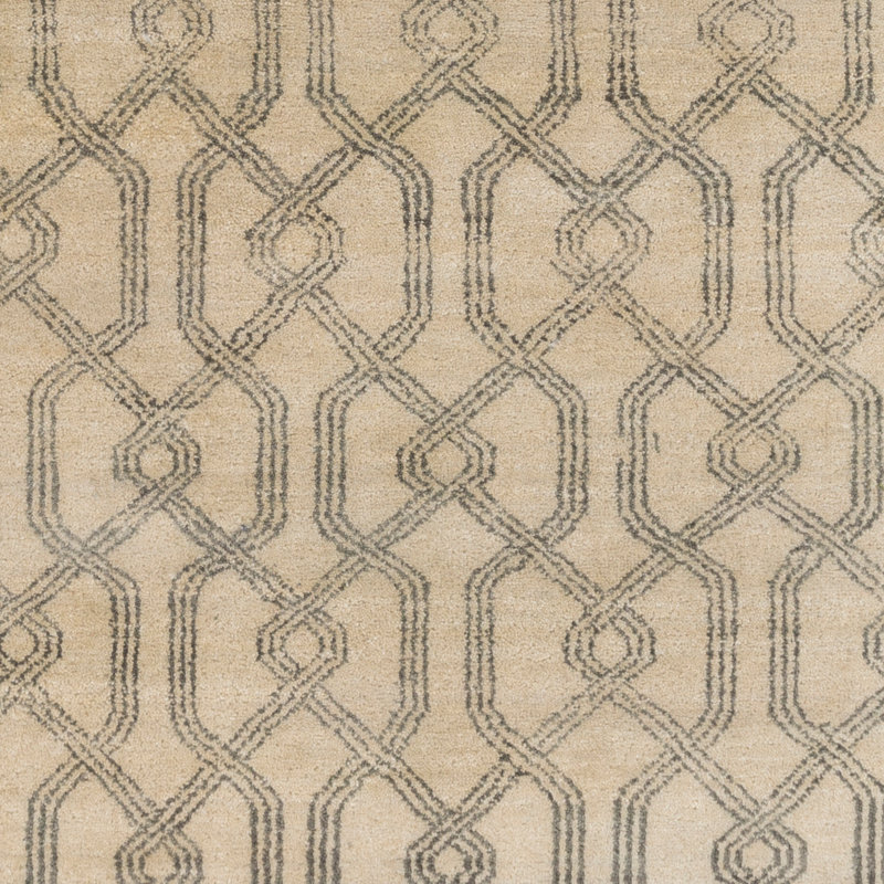 Wool Geometric Area Rug in Charcoal/Gray, Rectangle 2' x 3'