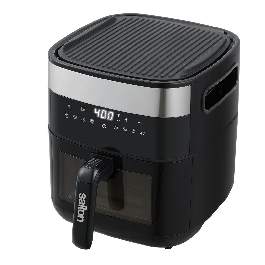 Salton Flip and Cook 3-in-1 5.8 Quart Air Fryer, Grill, & Dehydrator - Viewing Window Salton
