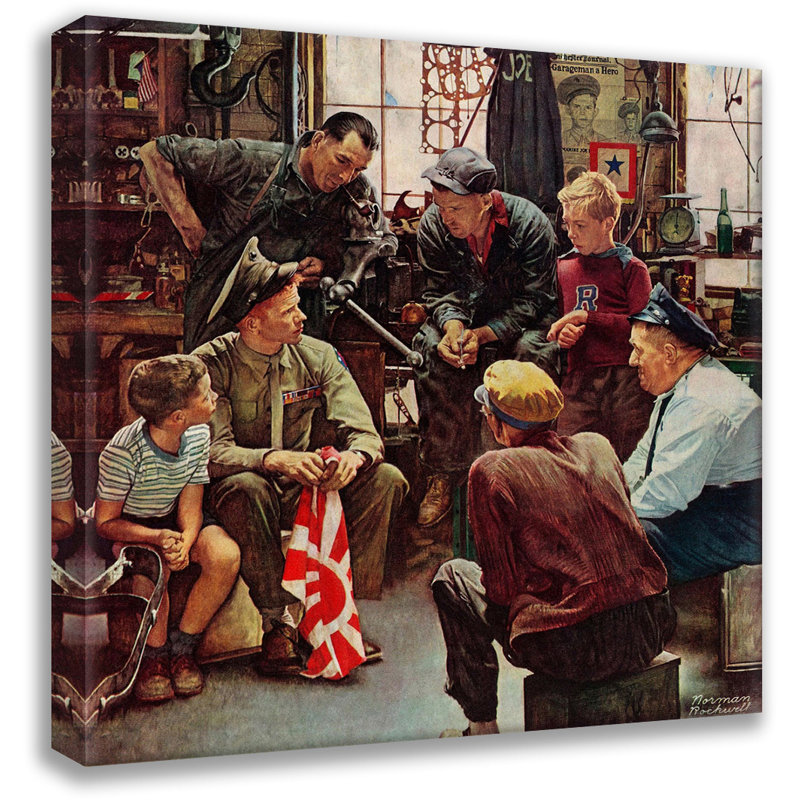 Toile tendue Reflections of a Hero par Norman Rockwell, H 48 po x l 33 po