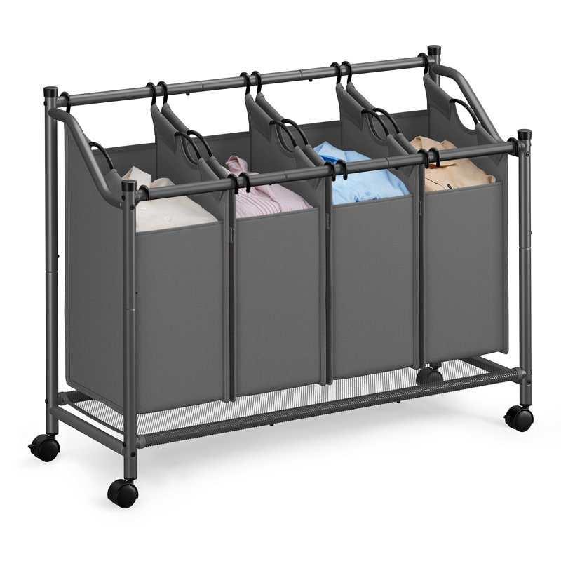 Rolling Laundry Hamper, Slate Grey