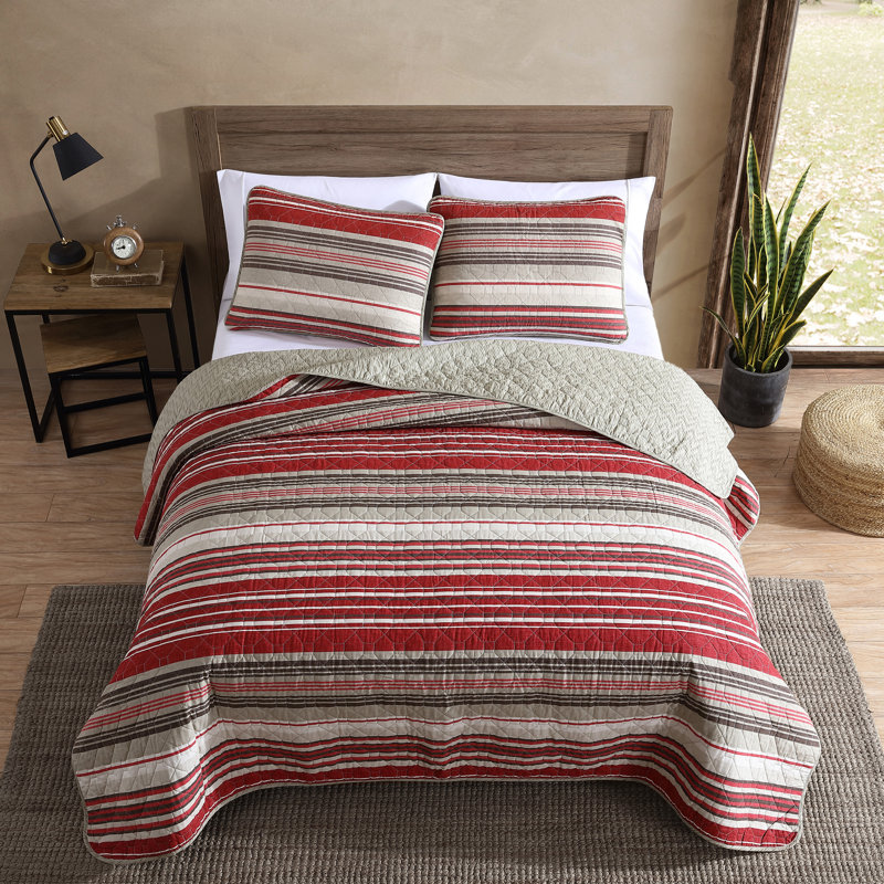 Eddie Bauer Yakima Valley Cotton Quilt Set, Twin Quilt + 1 Standard Sham, Red