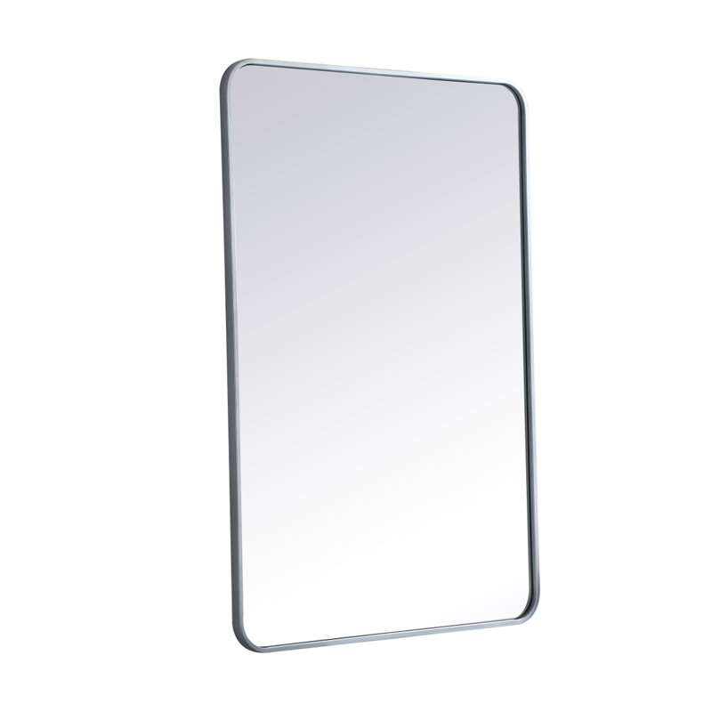 Sabine Metal Rounded Rectangle Wall Mirror, Silver, 42" x 28"