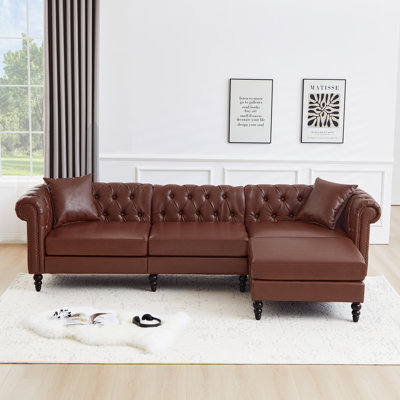 108.7" Wide Sectional Sofa With Ottoman