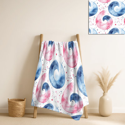 Jeté pastel Yin Yang I - rouge à motif géométrique doux, jeté en peluche minimaliste